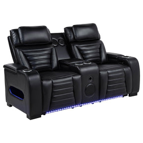  Coaster Furniture Zuma 603252PP Faux Leather Dual Power Reclining LED Loveseat - Black IMAGE 1