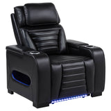  Coaster Furniture Zuma 603253PP Faux Leather Upholstered Dual Power LED Recliner - Black IMAGE 2