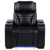  Coaster Furniture Zuma 603253PP Faux Leather Upholstered Dual Power LED Recliner - Black IMAGE 5