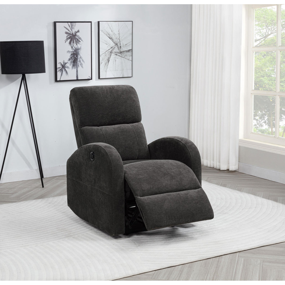  Coaster Furniture Grant 603293P Fabric Upholstered Power Recliner Chair - Charcoal Grey IMAGE 9