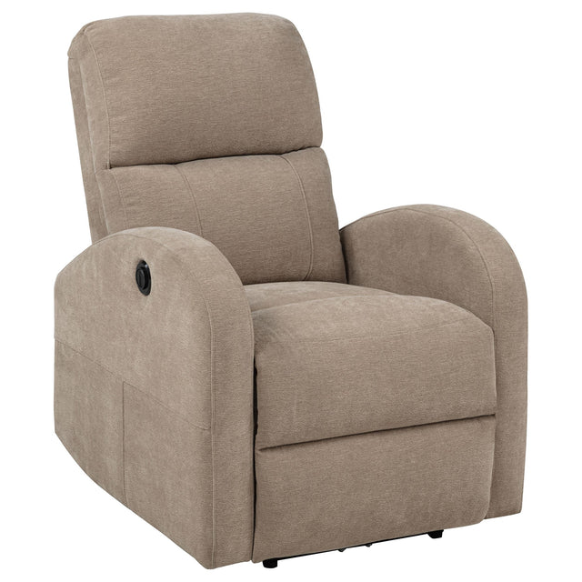  Coaster Furniture Grant 603303P Fabric Upholstered Power Recliner Chair - Camel IMAGE 1