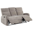  Coaster Furniture Hamilton 603371 Chenille Upholstered Manual Reclining Sofa - Sand IMAGE 1
