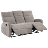  Coaster Furniture Hamilton 603371 Chenille Upholstered Manual Reclining Sofa - Sand IMAGE 1