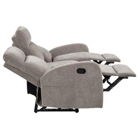  Coaster Furniture Hamilton 603371 Chenille Upholstered Manual Reclining Sofa - Sand IMAGE 12