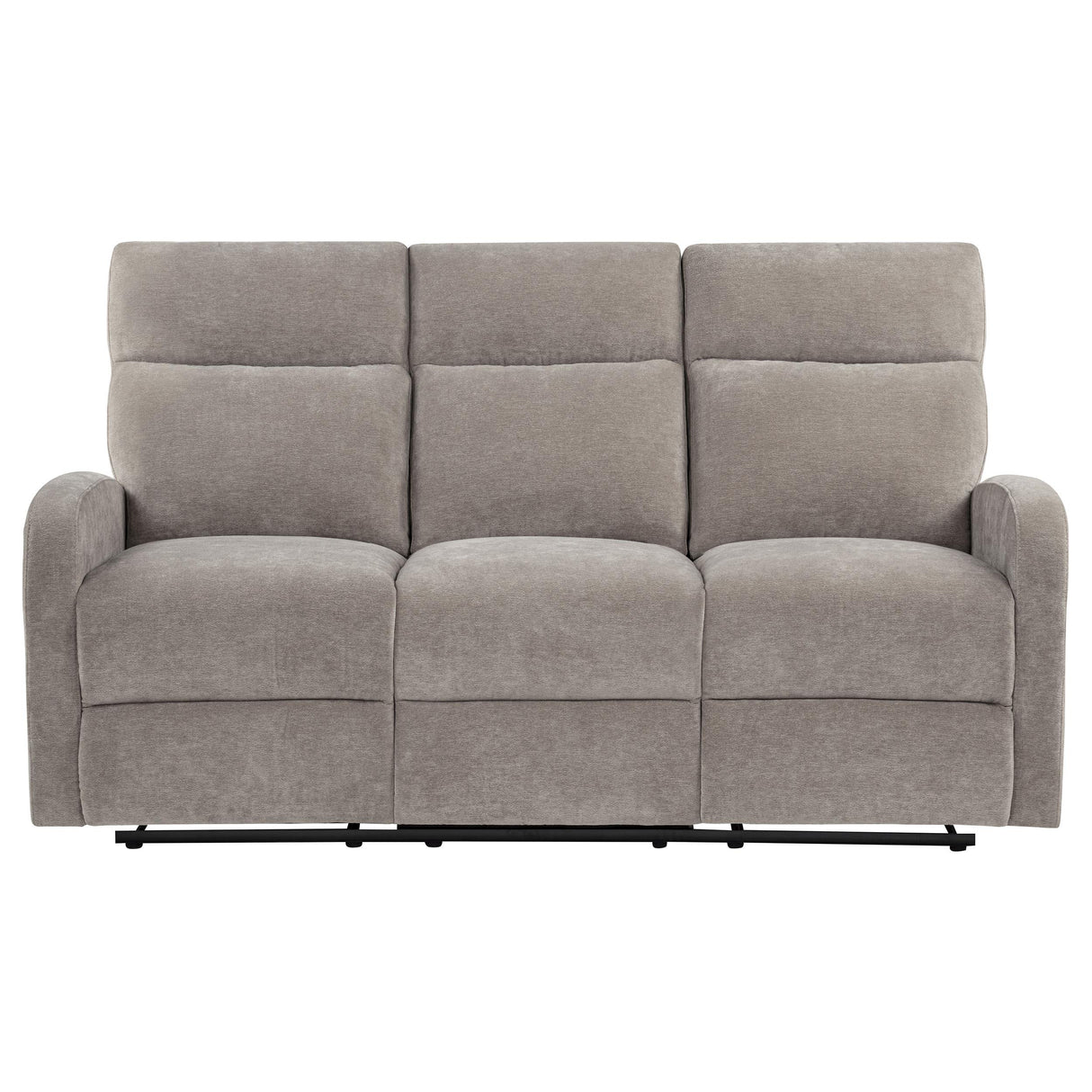  Coaster Furniture Hamilton 603371 Chenille Upholstered Manual Reclining Sofa - Sand IMAGE 2