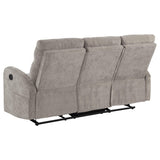  Coaster Furniture Hamilton 603371 Chenille Upholstered Manual Reclining Sofa - Sand IMAGE 5