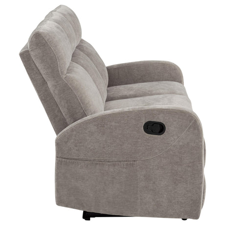  Coaster Furniture Hamilton 603371 Chenille Upholstered Manual Reclining Sofa - Sand IMAGE 8