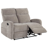  Coaster Furniture Hamilton 603372 Chenille Upholstered Manual Reclining Loveseat - Sand IMAGE 1