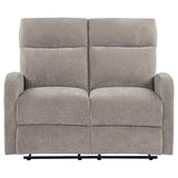  Coaster Furniture Hamilton 603372 Chenille Upholstered Manual Reclining Loveseat - Sand IMAGE 2