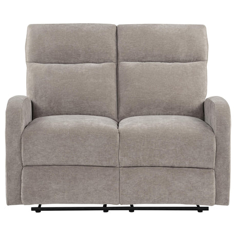  Coaster Furniture Hamilton 603372 Chenille Upholstered Manual Reclining Loveseat - Sand IMAGE 2