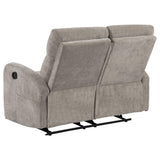  Coaster Furniture Hamilton 603372 Chenille Upholstered Manual Reclining Loveseat - Sand IMAGE 4