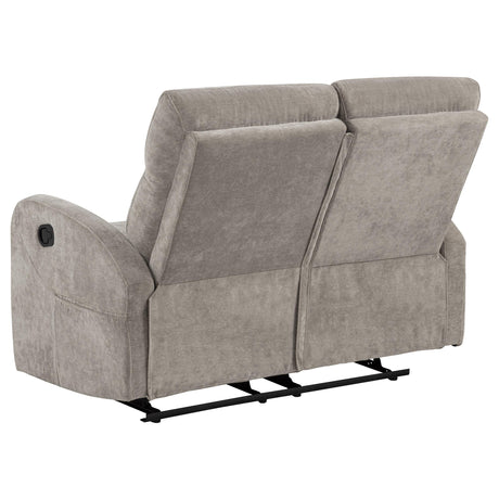  Coaster Furniture Hamilton 603372 Chenille Upholstered Manual Reclining Loveseat - Sand IMAGE 4