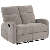  Coaster Furniture Hamilton 603372 Chenille Upholstered Manual Reclining Loveseat - Sand IMAGE 8