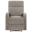  Coaster Furniture Hamilton 603373 Chenille Upholstered Manual Glider Recliner - Sand IMAGE 1