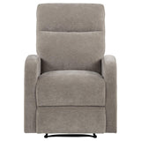  Coaster Furniture Hamilton 603373 Chenille Upholstered Manual Glider Recliner - Sand IMAGE 1