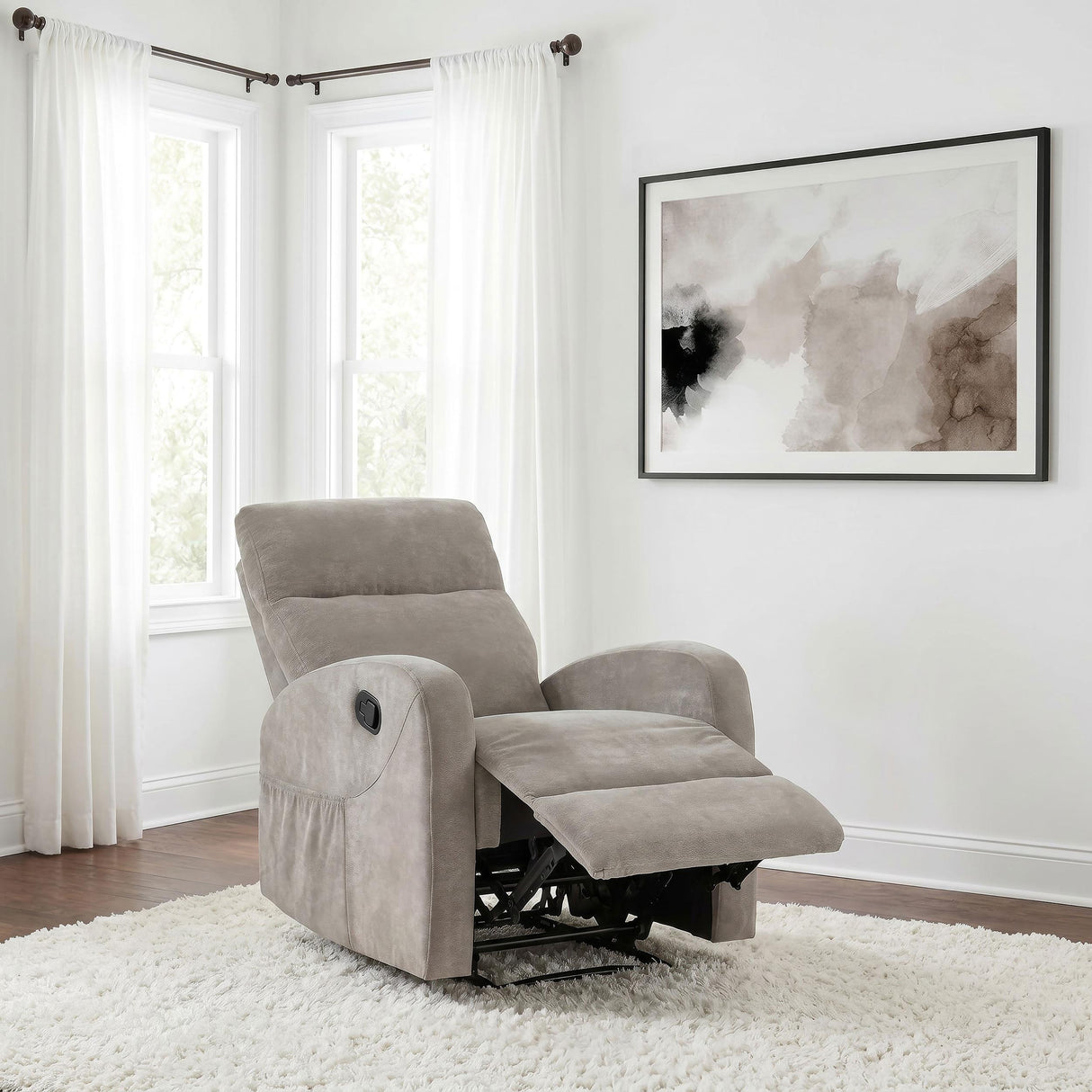  Coaster Furniture Hamilton 603373 Chenille Upholstered Manual Glider Recliner - Sand IMAGE 11