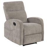  Coaster Furniture Hamilton 603373 Chenille Upholstered Manual Glider Recliner - Sand IMAGE 12