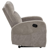  Coaster Furniture Hamilton 603373 Chenille Upholstered Manual Glider Recliner - Sand IMAGE 5