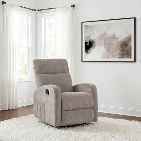  Coaster Furniture Hamilton 603373 Chenille Upholstered Manual Glider Recliner - Sand IMAGE 9