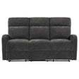  Coaster Furniture Hamilton 603374 Chenille Upholstered Manual Reclining Sofa - Charcoal Grey IMAGE 1