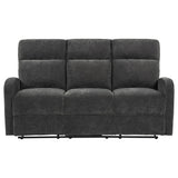  Coaster Furniture Hamilton 603374 Chenille Upholstered Manual Reclining Sofa - Charcoal Grey IMAGE 1