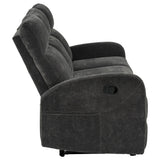  Coaster Furniture Hamilton 603374 Chenille Upholstered Manual Reclining Sofa - Charcoal Grey IMAGE 10
