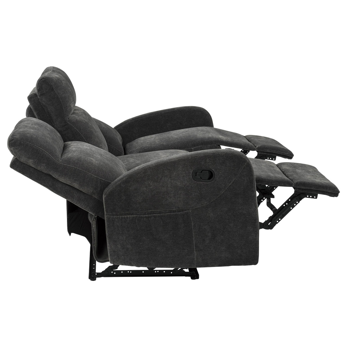  Coaster Furniture Hamilton 603374 Chenille Upholstered Manual Reclining Sofa - Charcoal Grey IMAGE 12