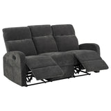  Coaster Furniture Hamilton 603374 Chenille Upholstered Manual Reclining Sofa - Charcoal Grey IMAGE 3
