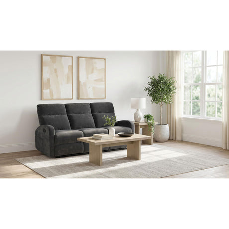  Coaster Furniture Hamilton 603374 Chenille Upholstered Manual Reclining Sofa - Charcoal Grey IMAGE 6