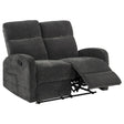  Coaster Furniture Hamilton 603375 Chenille Upholstered Manual Reclining Loveseat - Charcoal Grey IMAGE 1