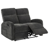  Coaster Furniture Hamilton 603375 Chenille Upholstered Manual Reclining Loveseat - Charcoal Grey IMAGE 1