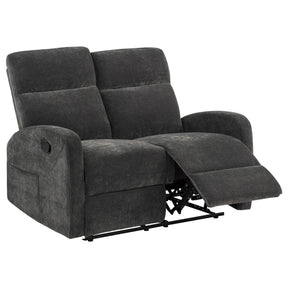  Coaster Furniture Hamilton 603375 Chenille Upholstered Manual Reclining Loveseat - Charcoal Grey IMAGE 1