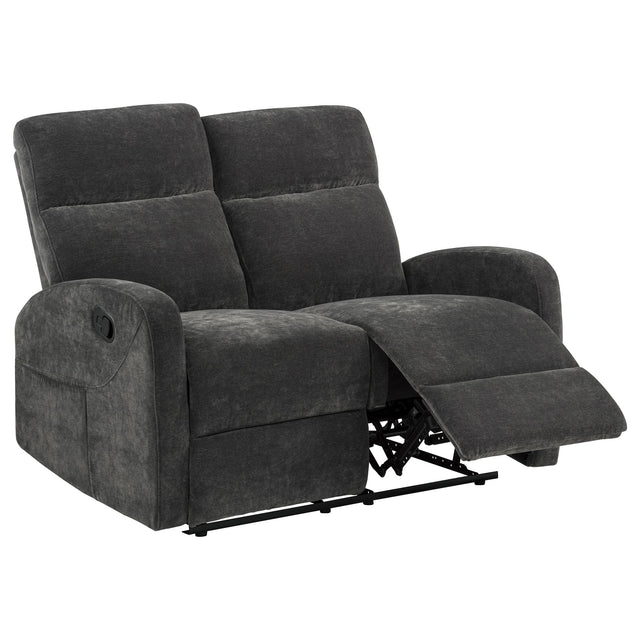  Coaster Furniture Hamilton 603375 Chenille Upholstered Manual Reclining Loveseat - Charcoal Grey IMAGE 1