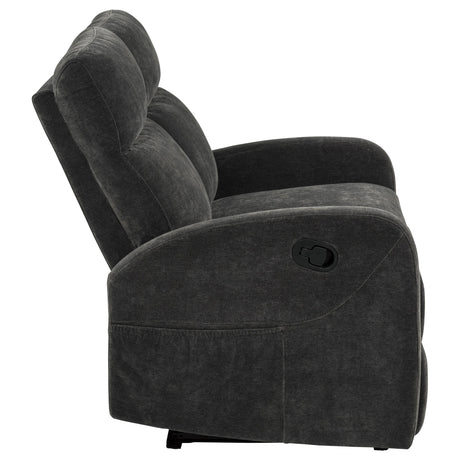  Coaster Furniture Hamilton 603375 Chenille Upholstered Manual Reclining Loveseat - Charcoal Grey IMAGE 10