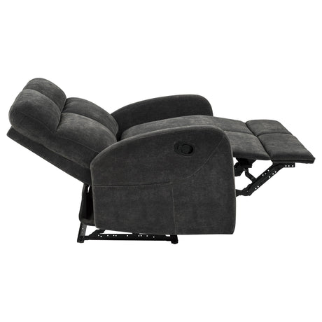  Coaster Furniture Hamilton 603375 Chenille Upholstered Manual Reclining Loveseat - Charcoal Grey IMAGE 11