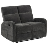  Coaster Furniture Hamilton 603375 Chenille Upholstered Manual Reclining Loveseat - Charcoal Grey IMAGE 12