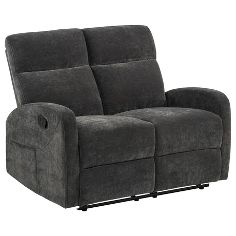  Coaster Furniture Hamilton 603375 Chenille Upholstered Manual Reclining Loveseat - Charcoal Grey IMAGE 12