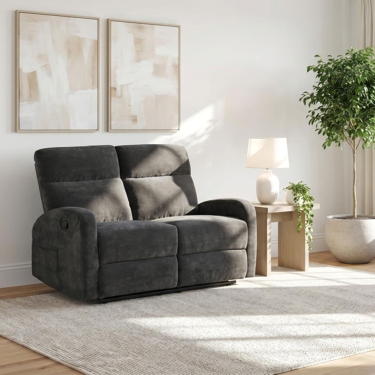  Coaster Furniture Hamilton 603375 Chenille Upholstered Manual Reclining Loveseat - Charcoal Grey IMAGE 3