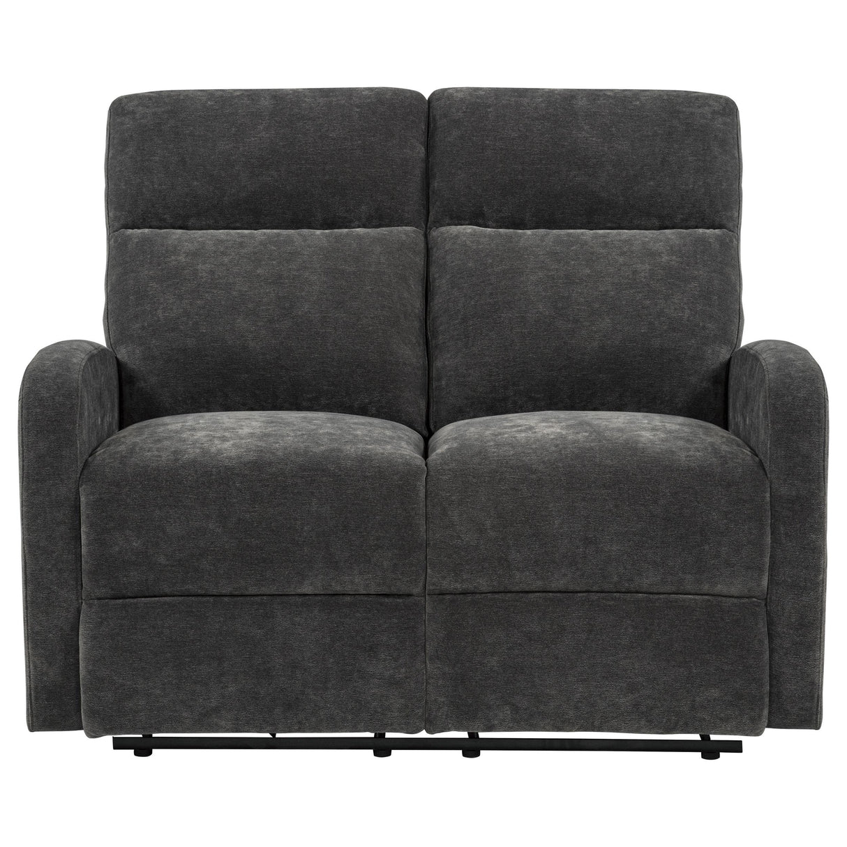  Coaster Furniture Hamilton 603375 Chenille Upholstered Manual Reclining Loveseat - Charcoal Grey IMAGE 5