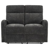  Coaster Furniture Hamilton 603375 Chenille Upholstered Manual Reclining Loveseat - Charcoal Grey IMAGE 5