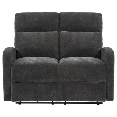  Coaster Furniture Hamilton 603375 Chenille Upholstered Manual Reclining Loveseat - Charcoal Grey IMAGE 5