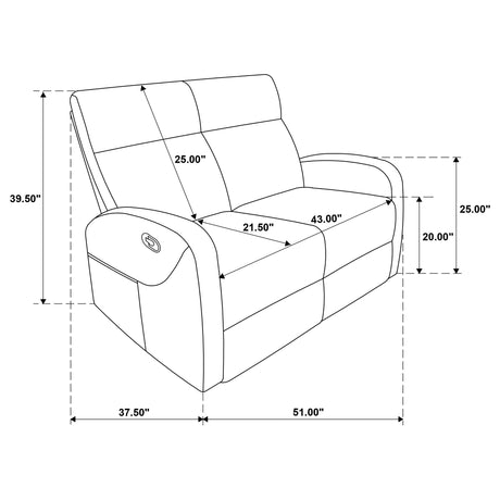  Coaster Furniture Hamilton 603375 Chenille Upholstered Manual Reclining Loveseat - Charcoal Grey IMAGE 6