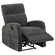  Coaster Furniture Hamilton 603376 Chenille Upholstered Manual Glider Recliner - Charcoal Grey IMAGE 1