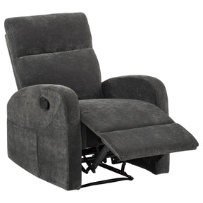  Coaster Furniture Hamilton 603376 Chenille Upholstered Manual Glider Recliner - Charcoal Grey IMAGE 1