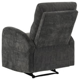  Coaster Furniture Hamilton 603376 Chenille Upholstered Manual Glider Recliner - Charcoal Grey IMAGE 10