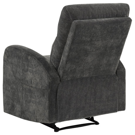 Coaster Furniture Hamilton 603376 Chenille Upholstered Manual Glider Recliner - Charcoal Grey IMAGE 10