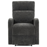  Coaster Furniture Hamilton 603376 Chenille Upholstered Manual Glider Recliner - Charcoal Grey IMAGE 4