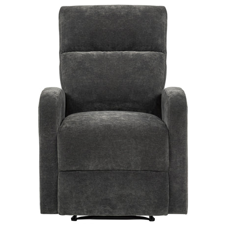  Coaster Furniture Hamilton 603376 Chenille Upholstered Manual Glider Recliner - Charcoal Grey IMAGE 4