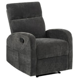 Coaster Furniture Hamilton 603376 Chenille Upholstered Manual Glider Recliner - Charcoal Grey IMAGE 8