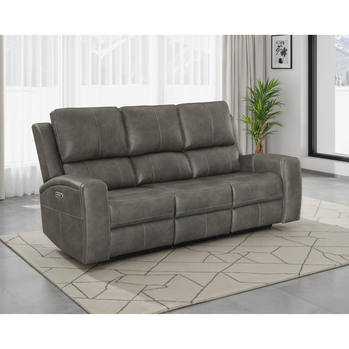  Coaster Furniture Brickston 603431PPP Triple Power Reclining Sofa - Charcoal IMAGE 6